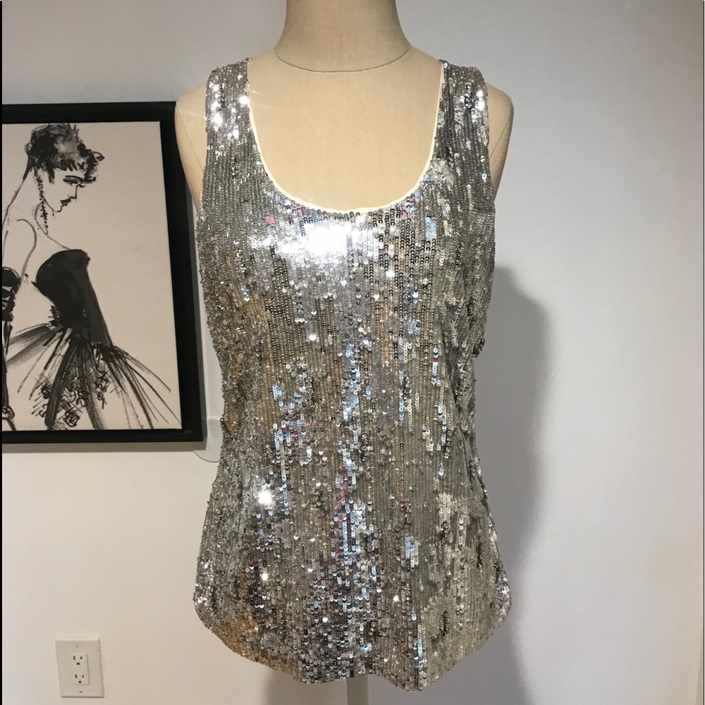 Alice & Olivia Silver Sequence Tank Blouse size S - Picture 7 of 7